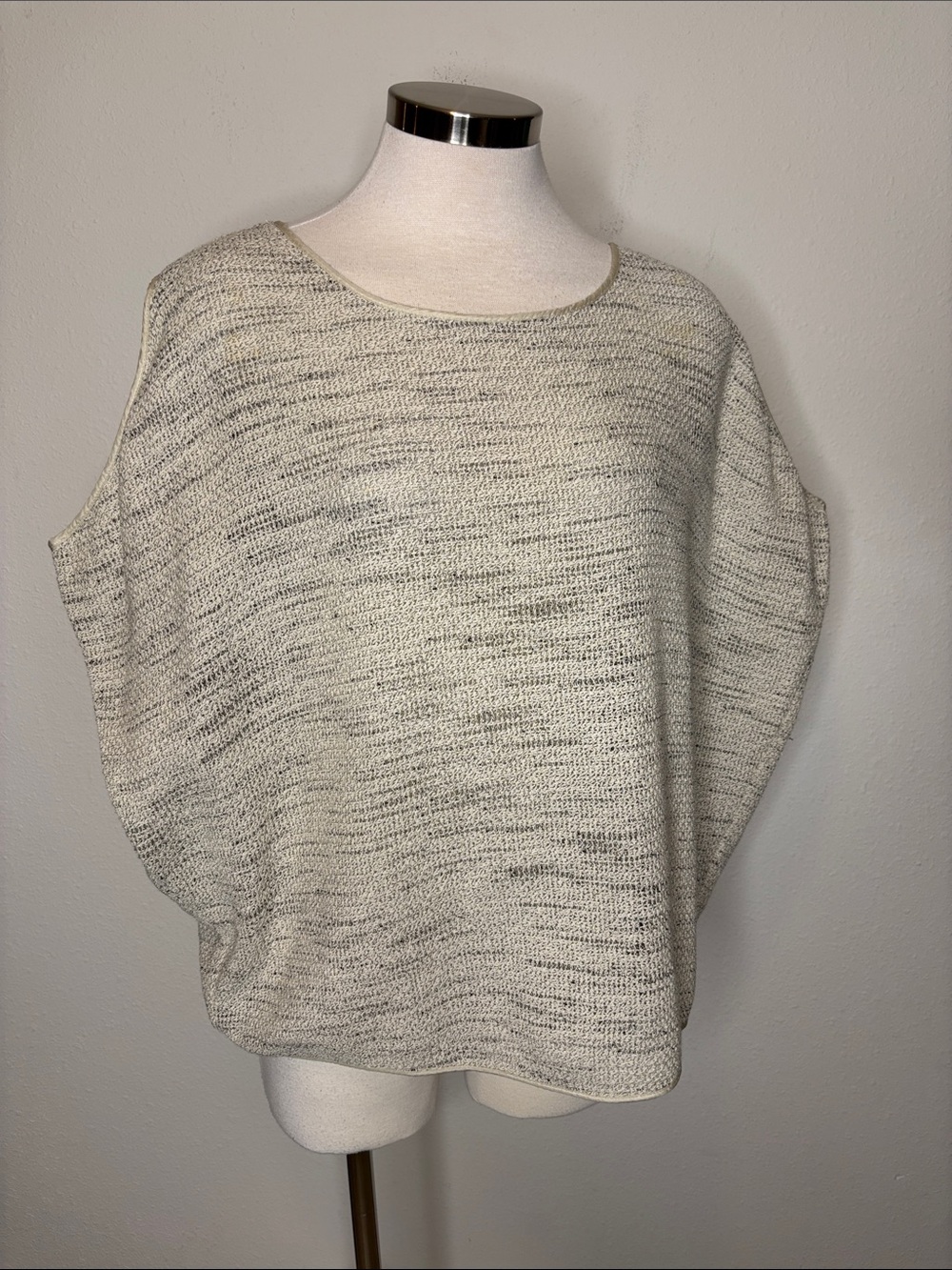 Eileen Fisher Cream Heathered Scoop Neck Knit Sweater
